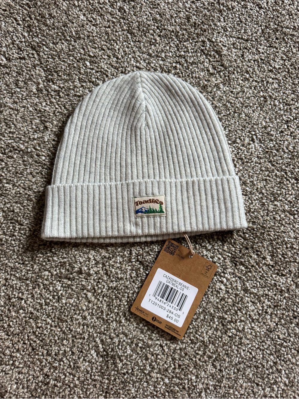 NWT TOAD&CO Cazadero Oatmeal Wool Ribbed Knit Beanie Hat One Size